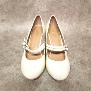 🍄 3/$15 Journee Collection Womens Size 7.5 Tan Mary Jane 3.5" Heel Pumps